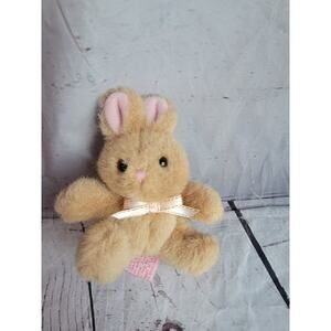 Vintage Russ Berrie Bunny Rabbit 4" Brown Stuffed Plush Mini Small Easter Animal